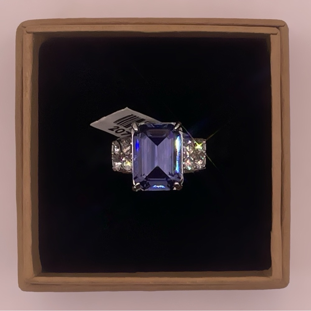 Stunning Simulated Tanzanite in Stainless Steel Setting